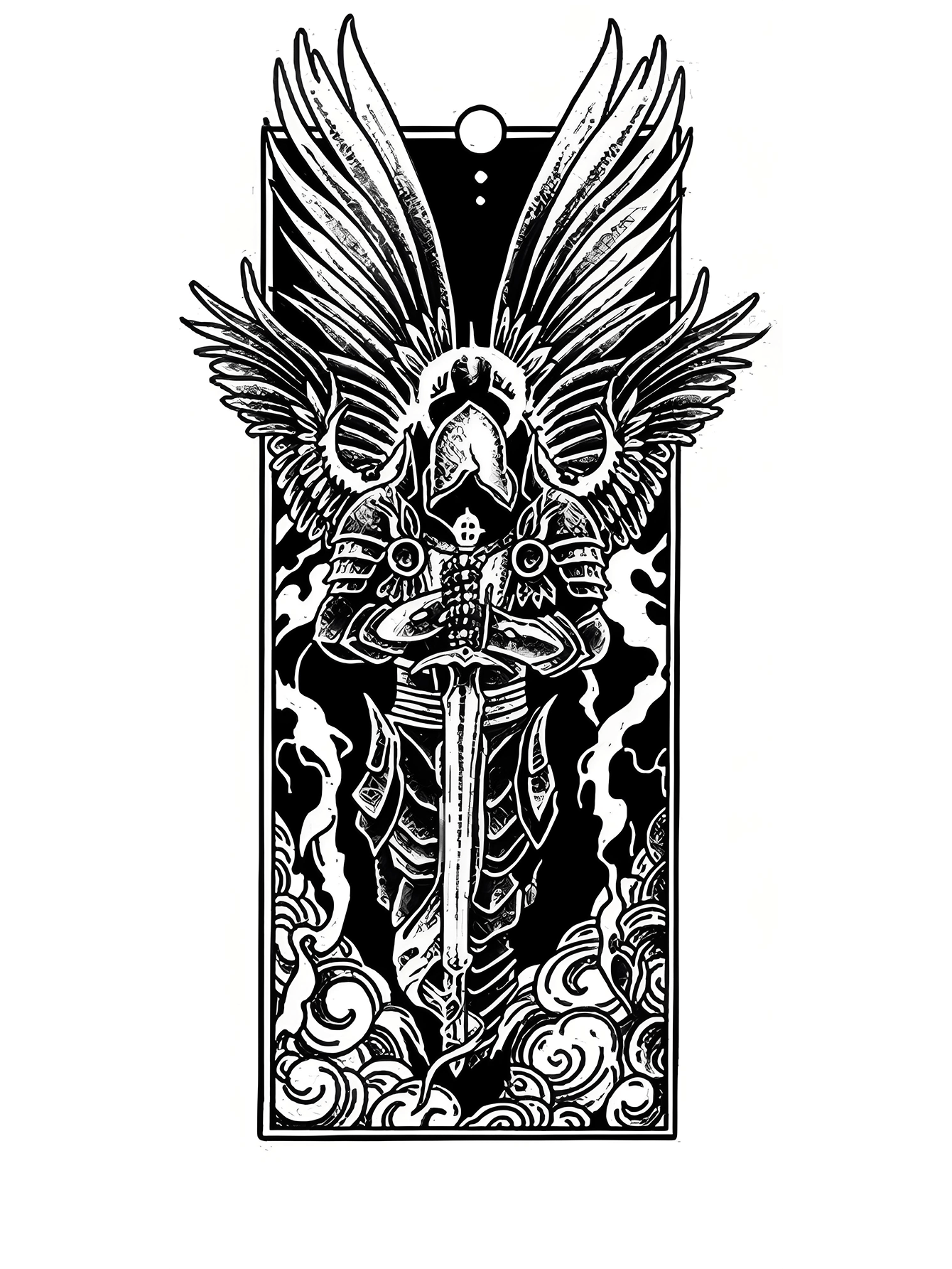 Customizable Black Warrior Angel Temporary Tattoo